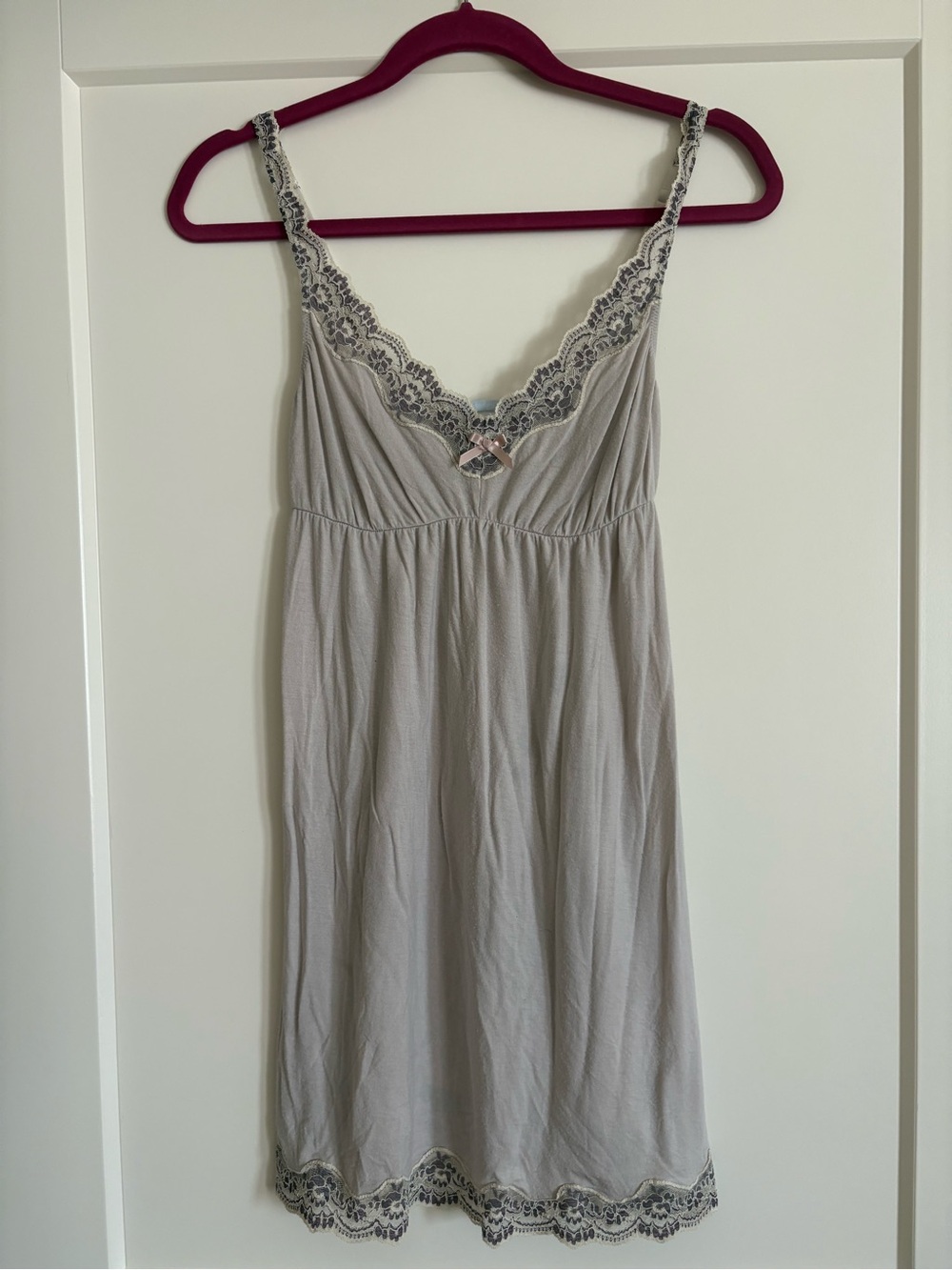 Eberjey Lace-Trim Chemise in Light Gray